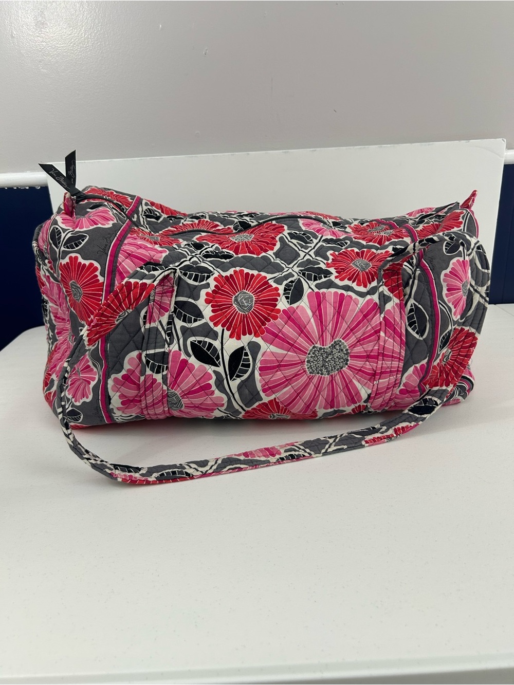 Vera Bradley Large Duffel Bag Cherry Blossoms Retired Pink Red Gray Floral